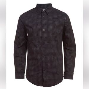 Calvin Klein Kids Metallic Black Patterned Button Down Shirt NEW, Boys Sz 18